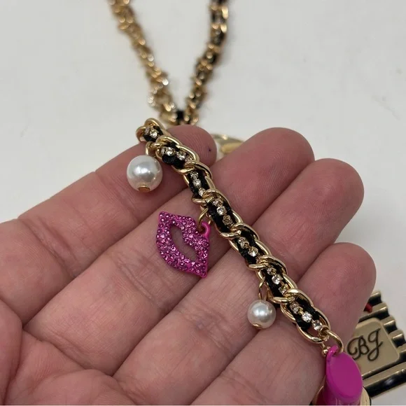 Betsey Johnson Going All Out Makeup Charm Necklace NWT